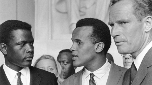 Sidney Poitier, Harry Belafonte, und Charlton Heston (1963)