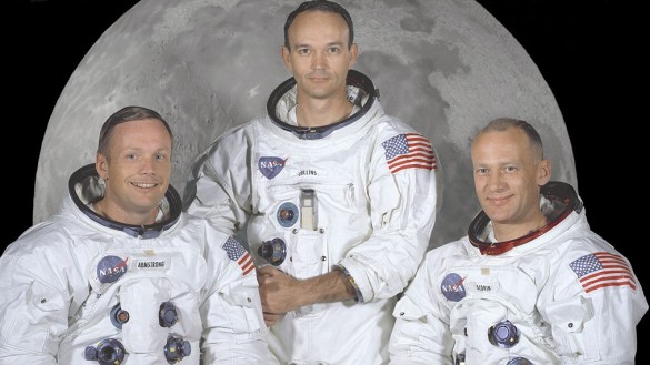 Commander Neil A. Armstrong, Command Module Pilot Michael Collins, Lunar Module Pilot, Edwin E. Aldrin Jr. (v.l.n.r.)